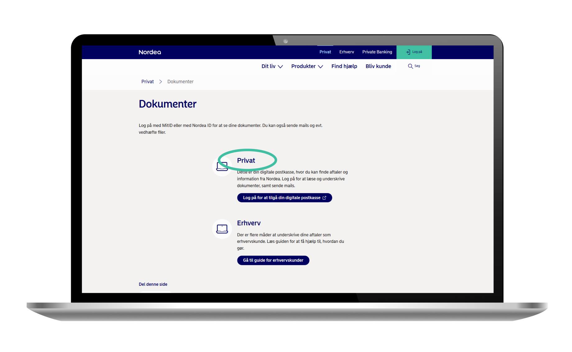 3 Log på for at tilgå din digitale postkasse